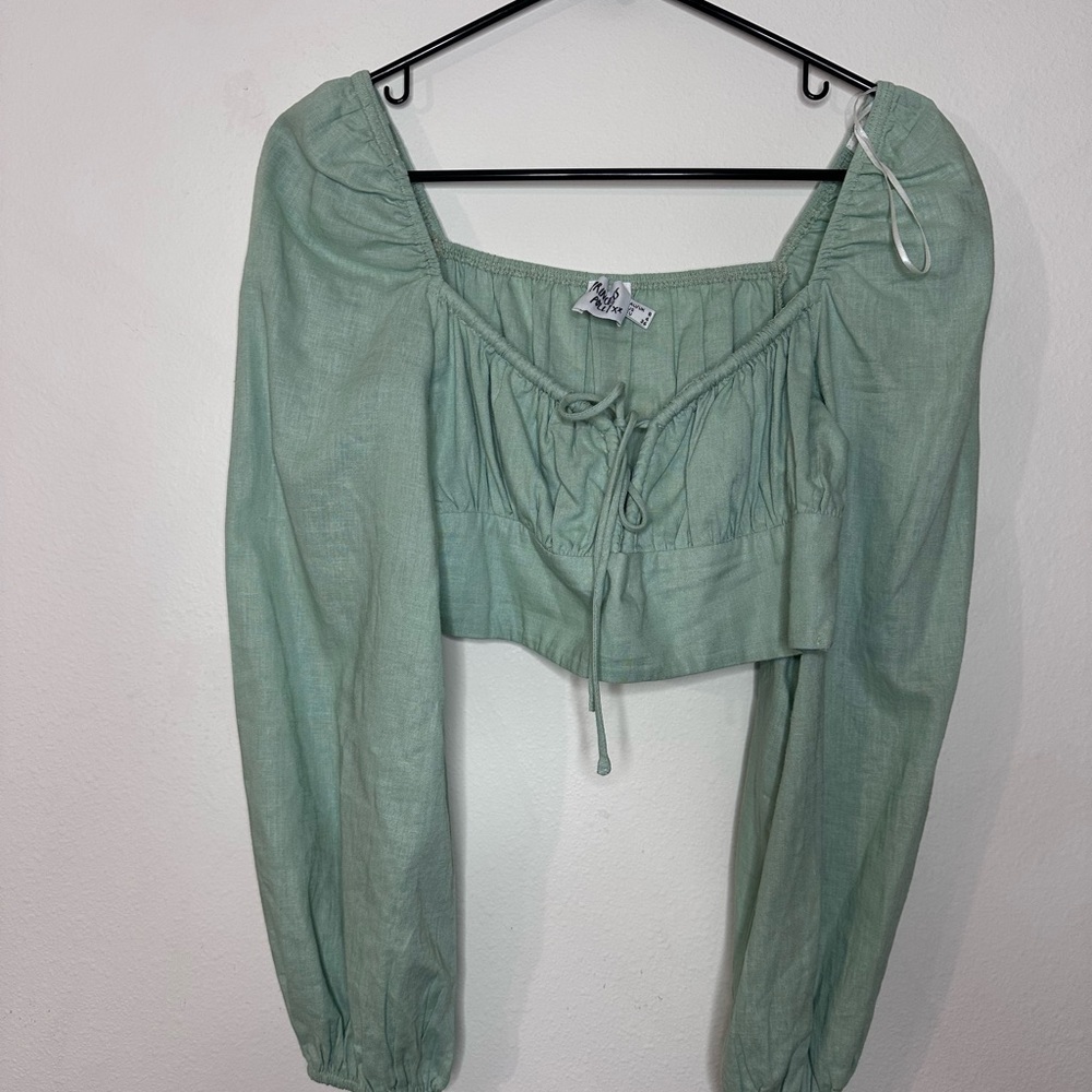 Princess Polly Sage Green Crop Top